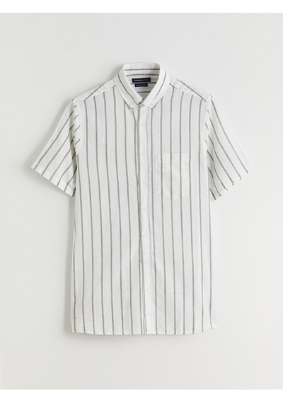 Lcwaıkıkı Classic Haki Regular Fit Çizgili Erkek Gömlek
