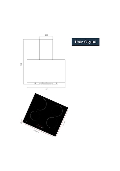 Kumtel HI6 - 4TB + DA6 - 835 2'li Siyah İndüksiyonlu Ankastre Set