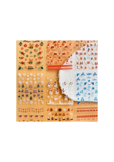 No:24 - Noel Baba 3d Tasarım Yapışkan Tırnak Sticker Tırnak Dövmesi Nail Art