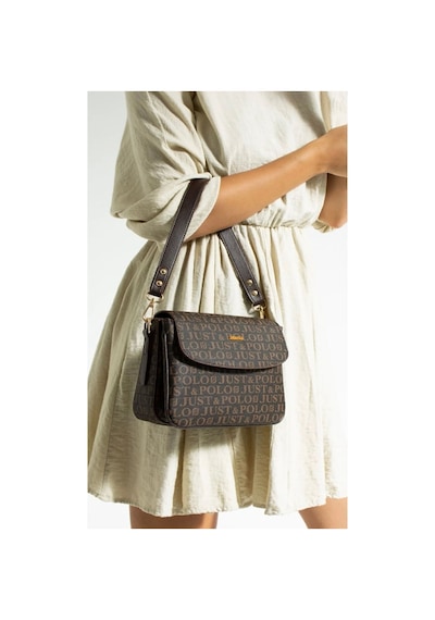 Just Polo Kahve Taba 2 Bölmeli Omuz Çantası Monogram 2197mh Kahverengi - Taba 86242478