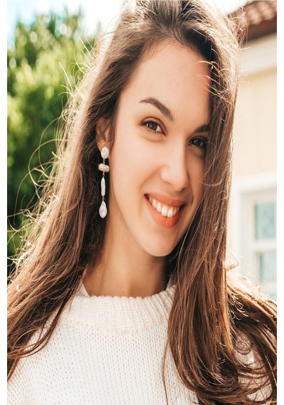 Kadın Küpe İthal Özel Seri Barok Daire Çubuk Damla Model Sallantı Kararmaz Küpe Altın