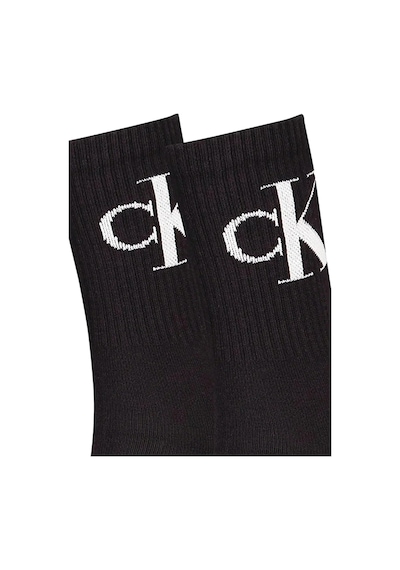 Calvin Klein Unisex Ck Monogram Logo Crew Socks 2 Pears Unisex Pamuklu 2 Li Paket Günlük Spor Çorap Siyah