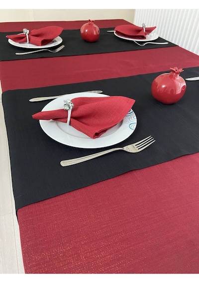 Solid Kırmızı Simli Masa Örtüsü