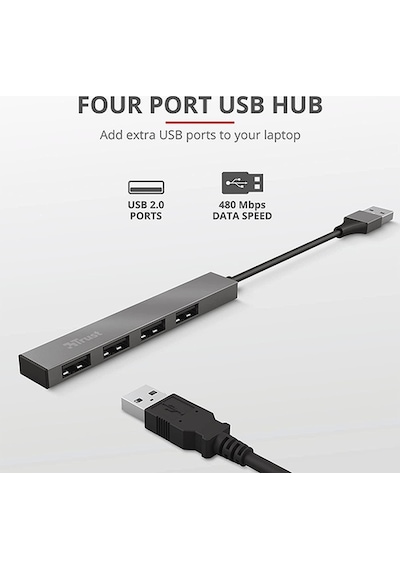 Trust 23786 Halyx Mini Usb 2 Hub Alüminyum 4 Bağlantı Noktalı Pc