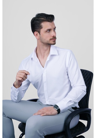 Optik Beyaz Slimfit Erkek Gömlek Beyaz