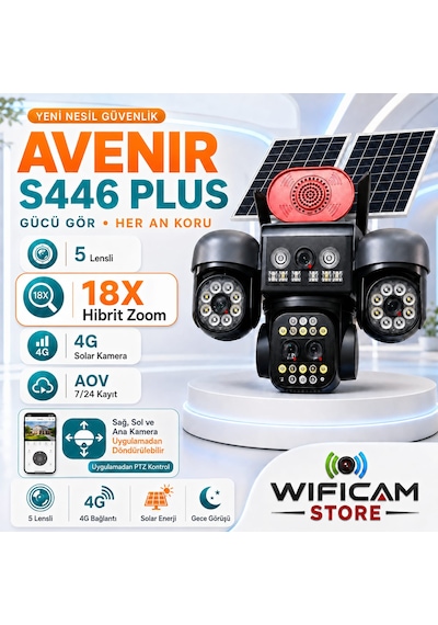 Avenir S446 Plus 3mp 5 Lens 6 Motor 18x Zoom 4g Solar Kamera
