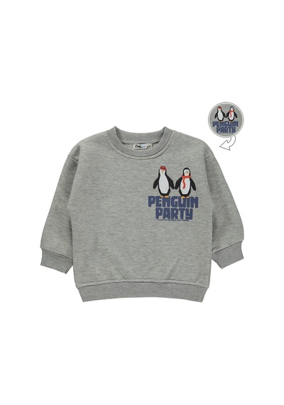Civil Boys Penguın Party Baskılı 2-5 Yaş Sweatshirt - Gri Grimelanj