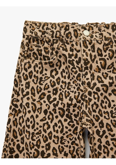 Koton Pamuklu Loose Fit Beli Lastikli Geniş Paça Leopar Desenli Denim Pantolon Kahverengi Desenli 6smg40021ad Koton Pamuklu Loose Fit Beli Lastikli Geniş Paça Leopar Desenli Denim Pantolon Kahverengi Desenli 6smg40021ad