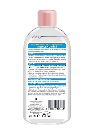 Diadermine Micellar Kusursuz Nemlendirici Makyaj Temizleme Suyu 400 ML