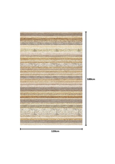 Alexis Kadife Kilim Desen Kaymaz Pamuk Tabanlı Yıkanabilir Antibakteriyel Salon Halısı 120x180 Çok Renkli