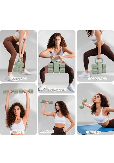 Ayarlanabilir Modüler Kettlebell Ve Dambıl Seti 5 Kg Ev Fitness Ve Güç Antrenman 5 Kg + Yeşil Renk Direnç Bandı