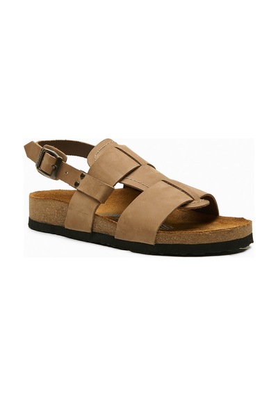 Comfortfusse Likya - Erkek Ortopedik Hakiki Deri Sandalet Kum Nubuk Deri
