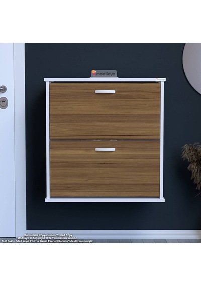 Modilayn Umay Asma Antre 72 X 74 X 25,5 Cm Lik 2 Düşer Kapak 4 Göz Raf Ayakkabılık Ceviz - Beyaz Modilayn Umay Asma Antre 72 X 74 X 25,5 Cm Lik 2 Düşer Kapak 4 Göz Raf Ayakkabılık Ceviz - Beyaz