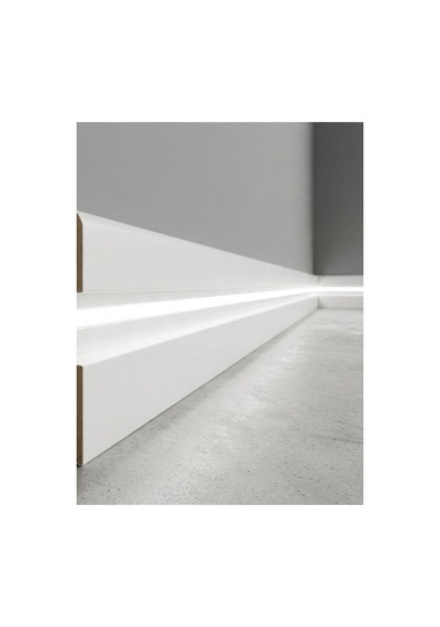 Led Kanallı Beyaz Süpürgelik Lake Pvc Süpürgelik 12 Cm Yüksekliğinde 14 Mm Kalınlığında 280 Cm Uzunluğundadır