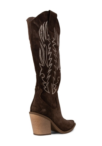 Deery Kadın Hakiki Süet Kahverengi Western Çizme - Z1614zkhvc01 Kahverengi
