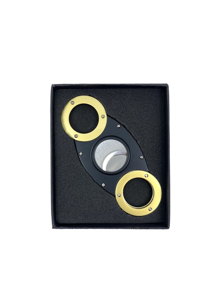Firebird Çift Bıçaklı Paslanmaz Çelik Giyotin Puro Kesici Gold & Siyah Metal Puro Makası Özel Kutusunda