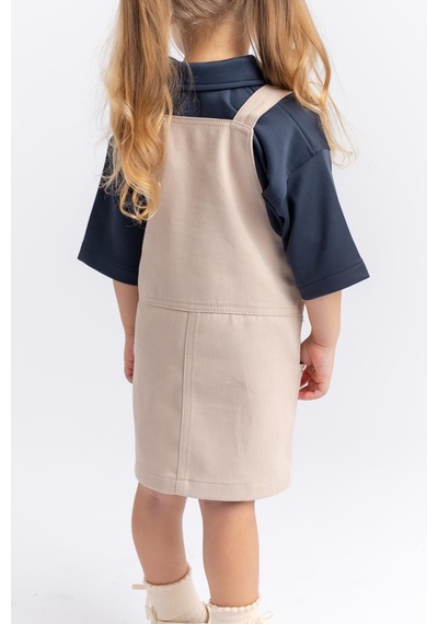 Oliventhekid Gabardin Jile Kız Çocuk Elbise Bej Bej
