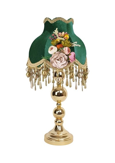 Hürrem Renk Kadife Kaplama Çiçek Dekorlu Başlık Gold Metal Düz Ayaklı Klasik Model 60x30cm Yeşil