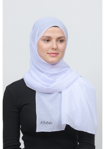 Altobeh Kadın Pratik Kırışık Krinkıl Mira Tesettür Şal - Beyaz
