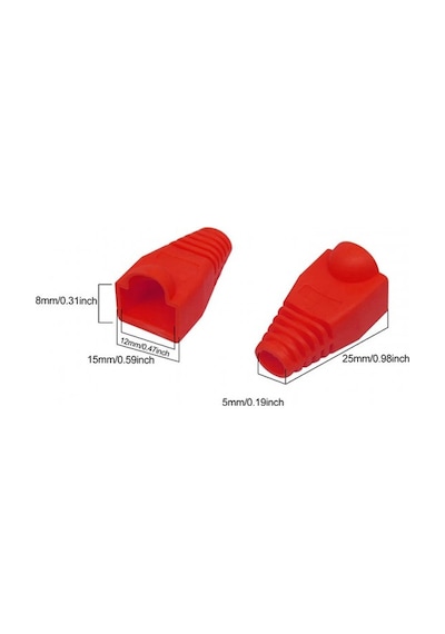 Rj45 Konnektör İçin Koruyucu Plastik Kılıf Rj 45 Cover Kırmızı 100 Adet
