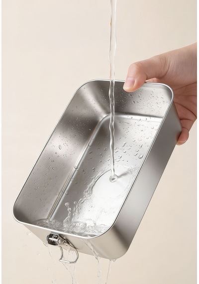 Komple 304 Çelik 1100 Ml Kilitli Yemek Meyve Et Buzdolabı Beslenme Saklama Kabı Mt322 Gri