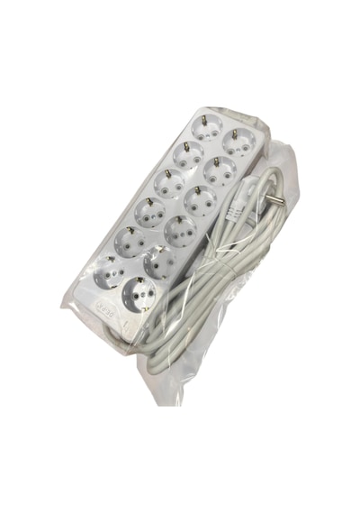 De-pa 12 Li Topraklı Grup Priz 5 Metre Kablolu 16a 220v 3x1,5 Mm² Kablo Çoklu Priz Uzatma 29x10 Cm