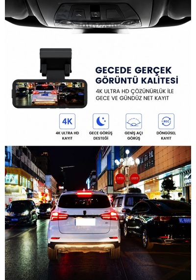 Harvox 4k Pro Araç İçi Kamera Seti 2 Kameralı 4k Ön + 1080p Arka , Wi-fi, Gps Park Modu