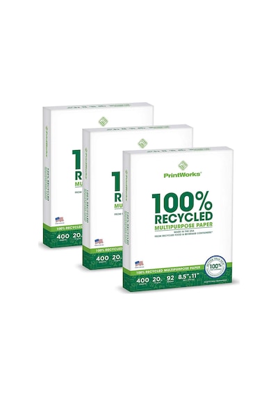 Printworks Yüzde 100 Geri Dönüşümlü Çok Amaçlı Kağıt, 9,1 Kg, 92 Parlak, 8,5 X 11 İnç, 3 Paket 400 Yaprak, T Genel