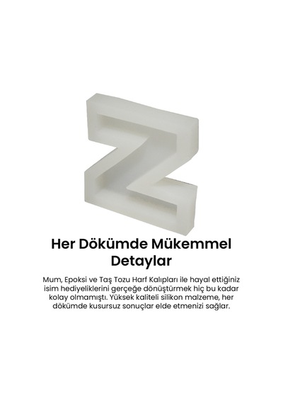 Z Harf Kalıbı Orta Boy Epoksi Taştozu Veya Mum Çalışmalarına Uygun