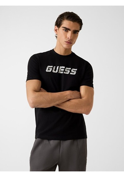 Guess Maska Bisiklet Yaka Kısa Kollu Erkek Siyah T-shirt Z6rı15ı3z14-jblk Siyah