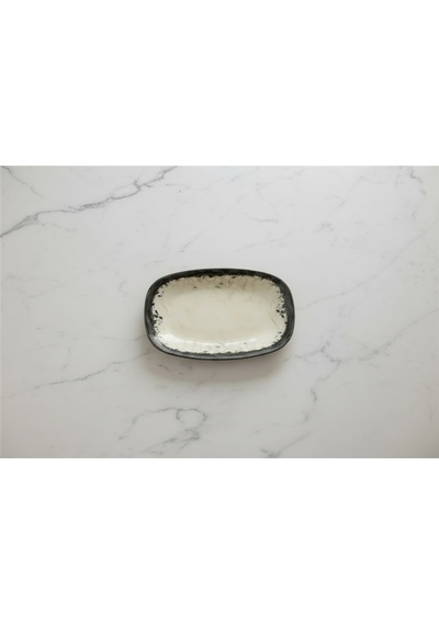 12'li Valencia Oval Kayık Tabak 19cm Mega Desen Rinart Krem