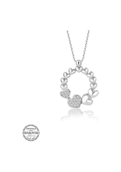 Swarovski Taşlı Gümüş Çember Kalp Kadın Kolye (522140231)