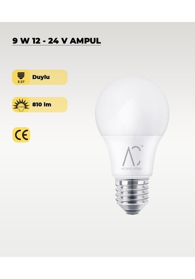 9w 12-24v Ampul 6500k - Beyaz Işık - E-27 Duy Beyaz