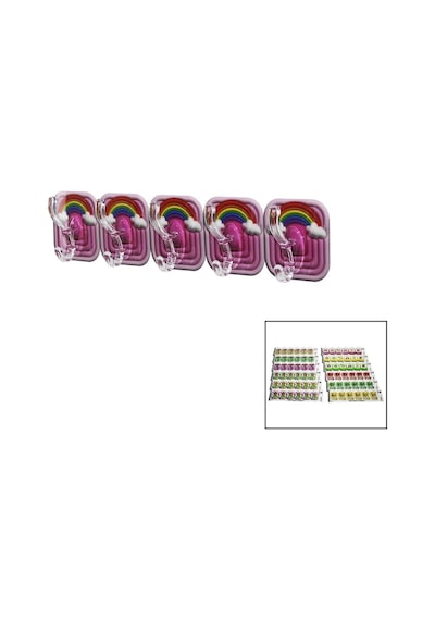 5pcs Tekli - Çoklu Kullanım Mika Kristal Kollu Resimli Yapışkanlı Askı 4457 Çok Renkli