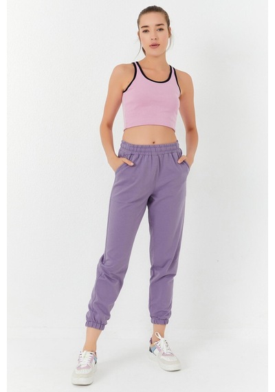 Tommy Life Pembe Basic Sıfır Kol Dar Kalıp U Yaka Kadın Crop Top Atlet - 97162 Pembe