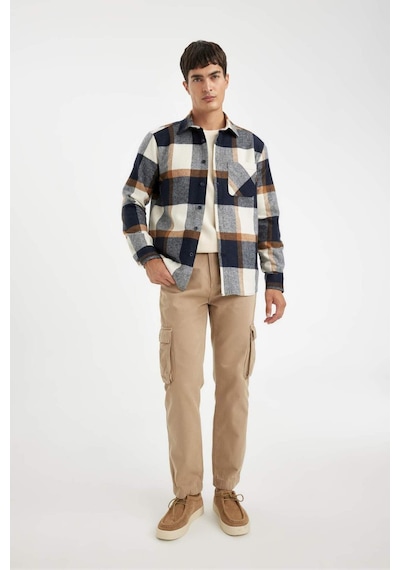 DeFacto Regular Fit Normal Kesim Kareli Oduncu Flanel Uzun Kollu Gömlek A5553AX24AUNV64 Lacivert