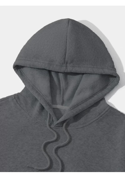 Efnaz Style Erkek Düz Kapüşonlu Sweat - Füme Fume