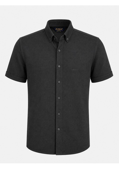 Classics Men Jet Polo Likralı Kısa Kol Slim Fit Gömlek - 7669 Siyah