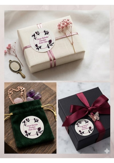 Kadınlar Gününüz Kutlu Olsun Sticker Seti - 88 Adet, Hediye Paketi Etiketi, 3.5 Cm, Yuvarlak