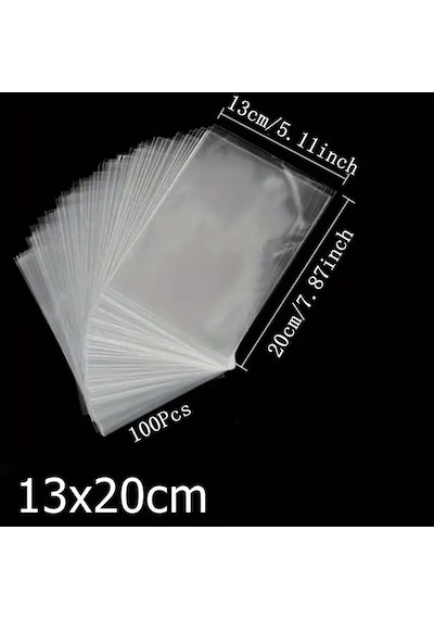 Hg Ambalaj 100 Adet 13x20 Cm Bantsız Şeffaf Opp Jelatin Poşet, Kurabiye Ve Şekerleme Poşeti
