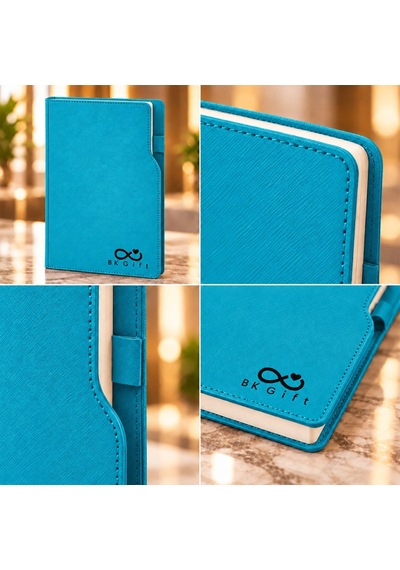 Bk Kurumsal Logonuza Özel 10 Adet 374 Termo Deri Ajanda 2027 - Günlük Kurumsal Ajanda 17x24 Cm Turkuaz Beyaz