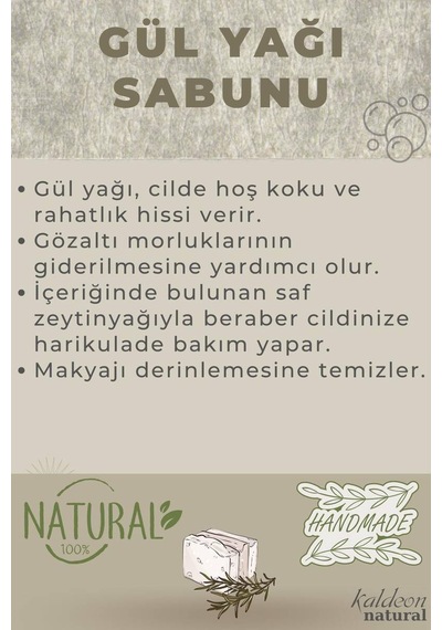 Gül Yağı Sabunu El Yapımı Doğal 120 G x 3 Adet
