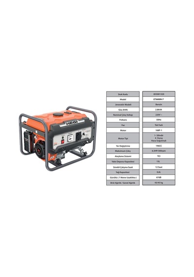 Hegi 855001320 İpli Benzinli Jeneratör 220V 2.8Kva