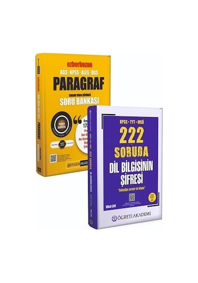 Pegem + Öğreti Kpss Meb-ags Ales Dgs Paragraf Ezberbozan + Dil Bilgisi Soru Bankası 2 Li Set Pegem + Öğreti Akademi Yayınları