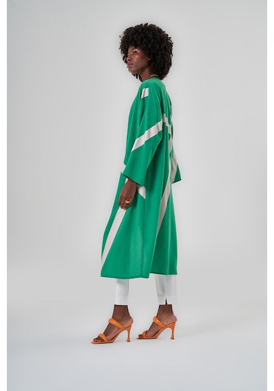 Mizalle Şeritli Renkli Kimono Çok Renkli