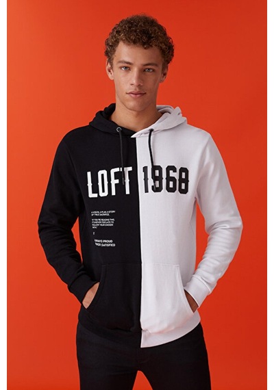 Loft Lf2031228-22k Erkek Sweat Shirt LF2031228-R8189 Beyaz - Siyah