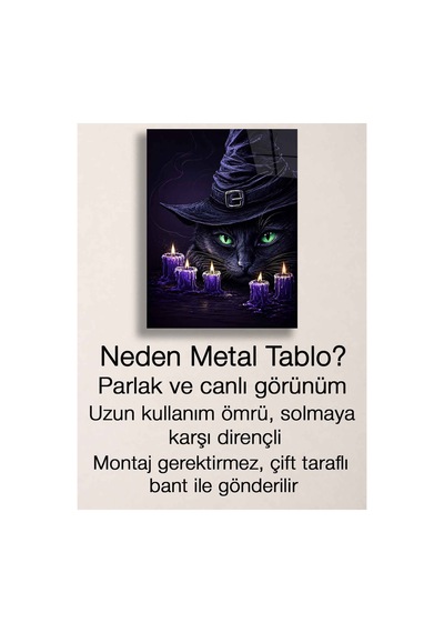 Cadı Kedi Ve Mumlar Metal Tablo Halloween Wall Art Çok Renkli - 909191860 Çok Renkli - 909191860 Çok Renkli