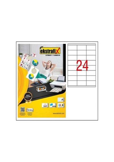 Ekstrafix Şeffaf Lazer Etiket A4 70x35mm 24lü 5324tr 1