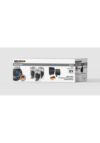 Wolfram 12 Volt 30 Amper Çift Platinli 4 Pinli Mikro Röle - 10 Adet