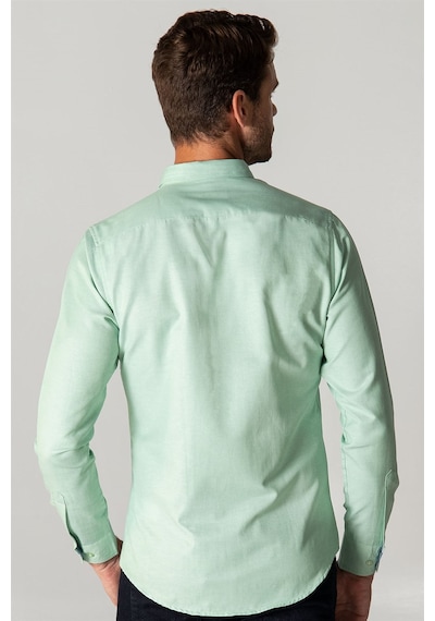 Tudors Slim Fit Dar Kesim Uzun Kol Erkek Gömlek-23475 Mint